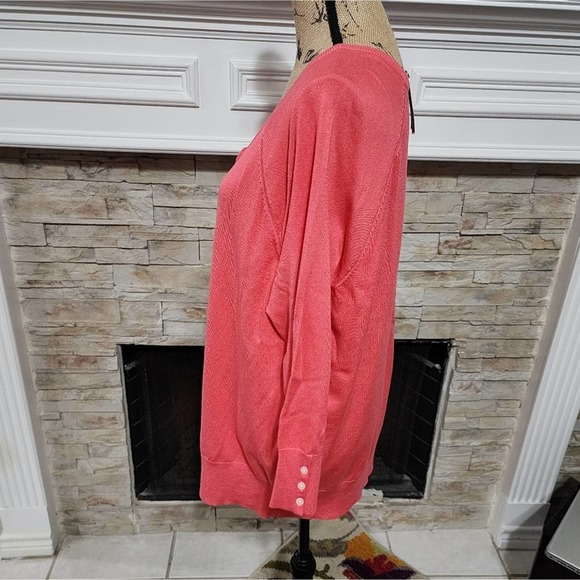 Lane Bryant pink 3/4 sleeve button down lightweight cardigan sweater 18 20 2X - Picture 3 of 6